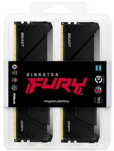 RAM „Kingston KF436C17BB2AK4/32“ 32 GB 3600 MT/s DDR4 CL17 DIMM (4 vnt. rinkinys) „FURY Beast RGB“ | „Kingston“