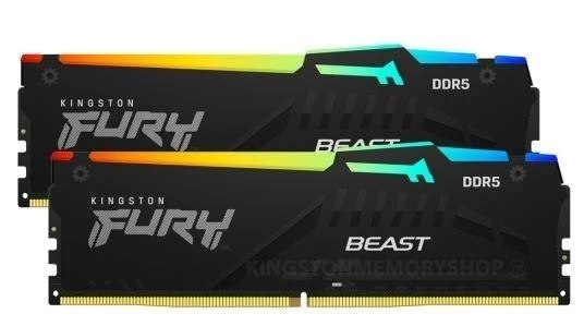 Kingston DRAM 16GB 6000MT/s DDR5 CL36 DIMM (2 vnt. rinkinys) FURY Beast RGB EXPO
