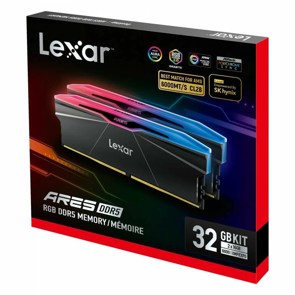 RAM „Lexar ARES RGB“ 32 GB (2 x 16 GB) DDR5 6000 MHz CL28 atmintis