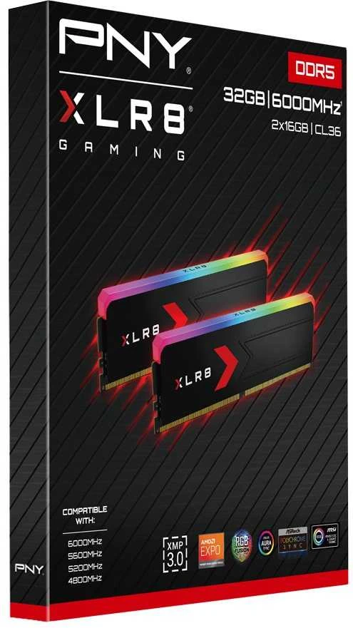 PNY XLR8 DDR5 32GB RAM pakuotė