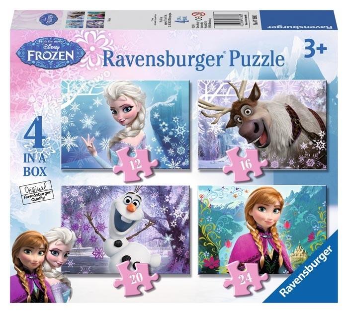 Ravensburger 4 dėlionės „Disney Ledo šalis“, 12–24 det., nuo 3 m.
