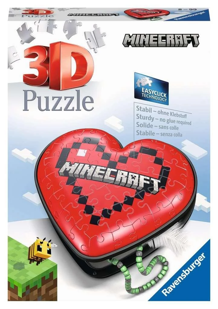 Ravensburger 3D Dėlionė 60 vnt. - Širdelės formos dėžutė - Minecraft