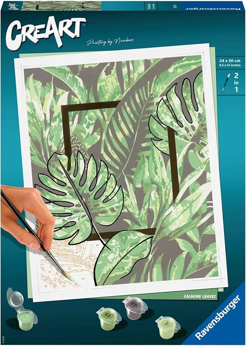 Tapymas pagal skaičius CreArt Calming Leaves 20272 Ravensburger 30x24cm