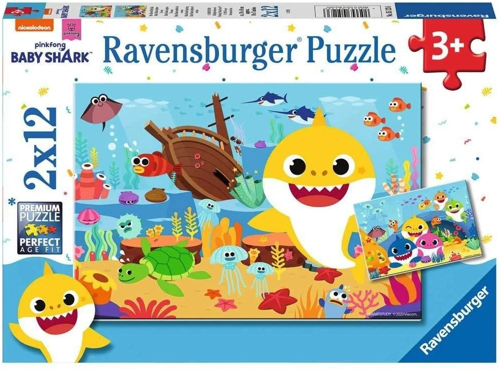 Baby Shark 2 x 12 Puzzle - RAVENSBURGER dėlionė
