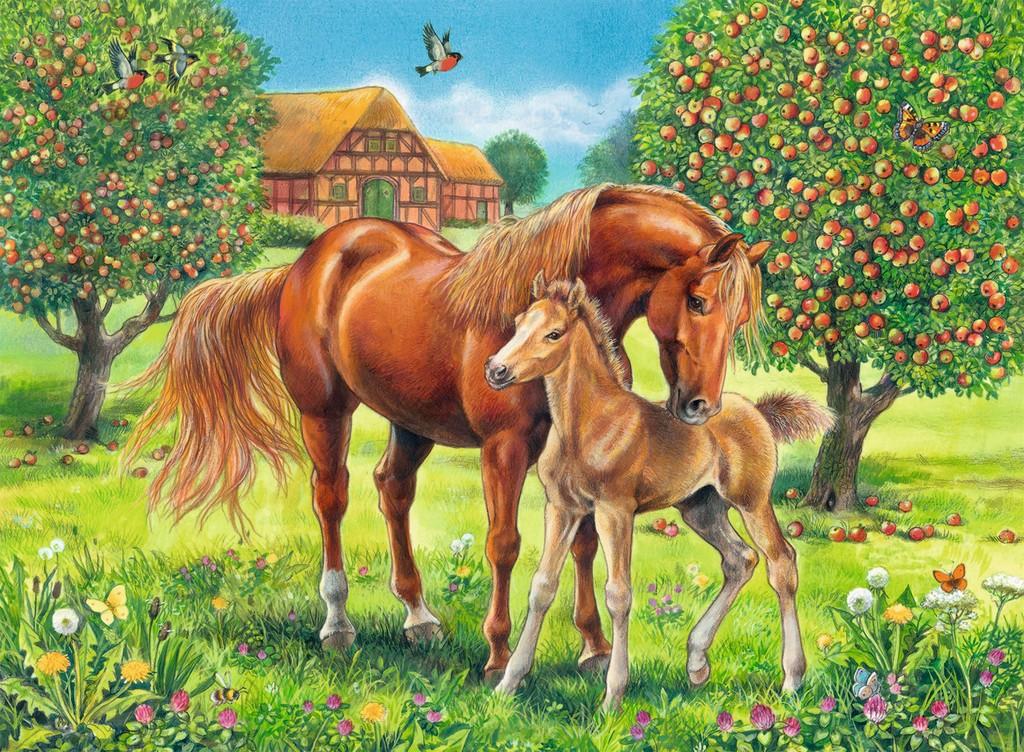 Ravensburger Dėlionė 100 vnt. - Arkliai ganykloje aprašymas - Prekės nuotrauka
