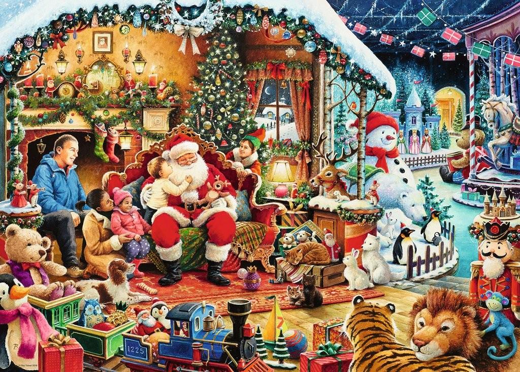 Ravensburger kalėdinė dėlionė Aplankykime Kalėdų Senelį, 1000 detalių