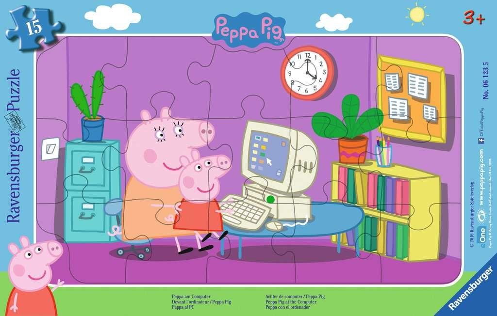 Ravensburger Dėlionė 15 vnt. - Peppa Pig prie kompiuterio aprašymas - Prekės nuotrauka