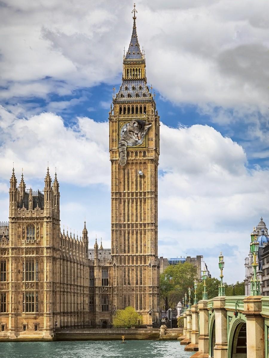 Ravensburger Dėlionė 1500 vnt. - Vestminsterio laikrodžio bokštas su katinu (Big Ben) aprašymas - Prekės nuotrauka