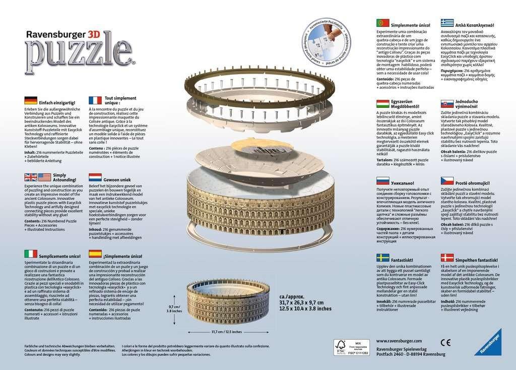 Ravensburger 3D dėlionė „Koliziejus naktį“ su šviesa, 262 det., nuo 8 m.
