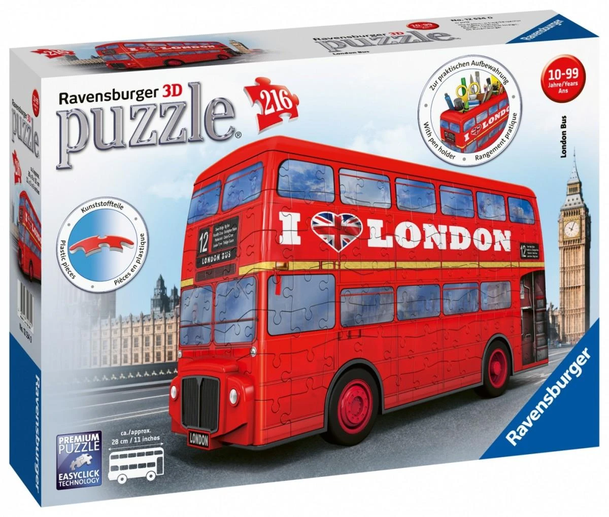 Ravensburger "3D" Dėlionė 216 vnt. - Londono autobusas: Pieštukinė