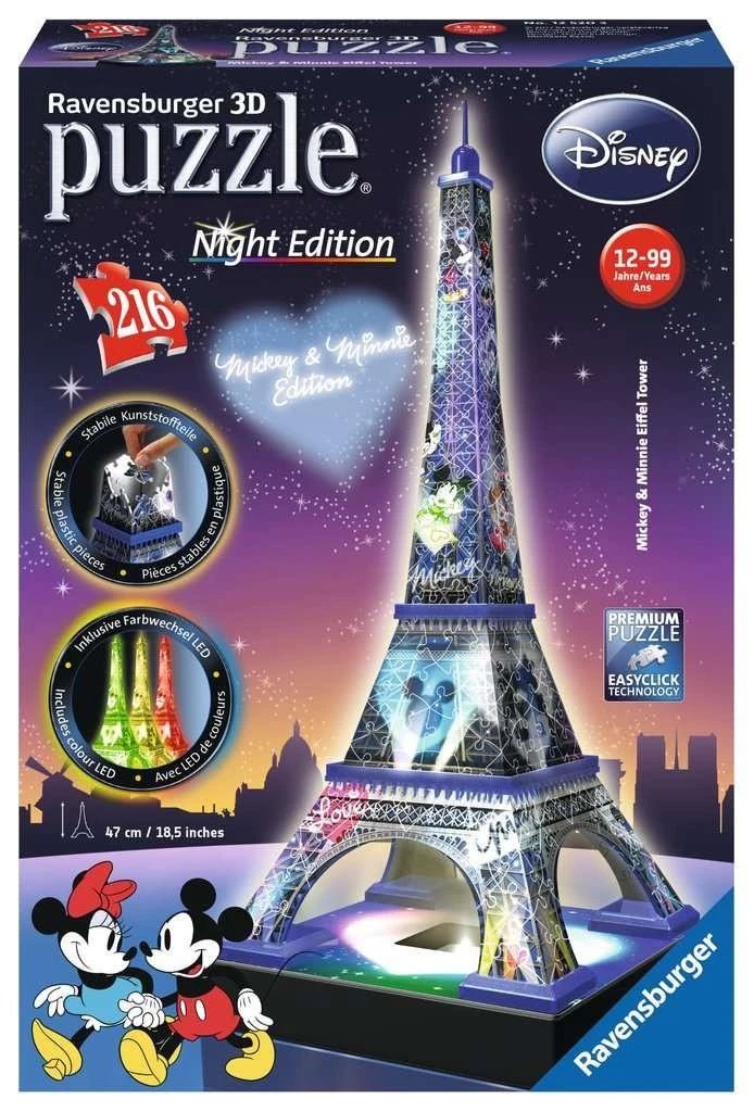 3D galvosūkis Disney Eifelio bokštas su šviesa - RAVENSBURGER 3D dėlionė