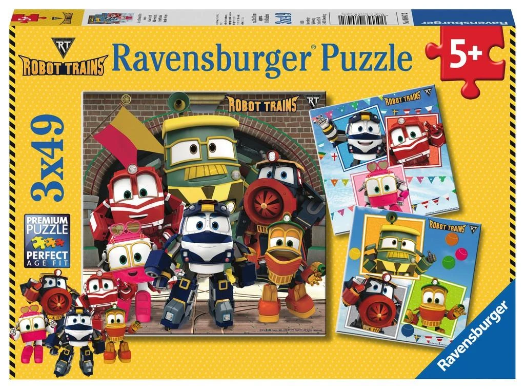 3 x 49 Puzzle Robot Trains - RAVENSBURGER dėlionė