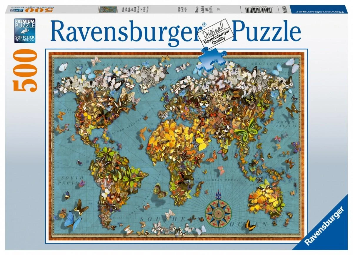 Ravensburger Dėlionė 500 vnt. - Drugelių pasaulis aprašymas - Prekės nuotrauka