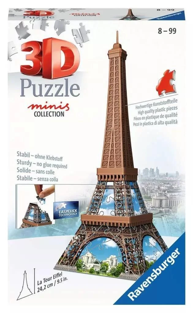 RAVENSBURGER 3D mini dėlionė Eifelio bokštas, 54d, 12536 aprašymas - Prekės nuotrauka