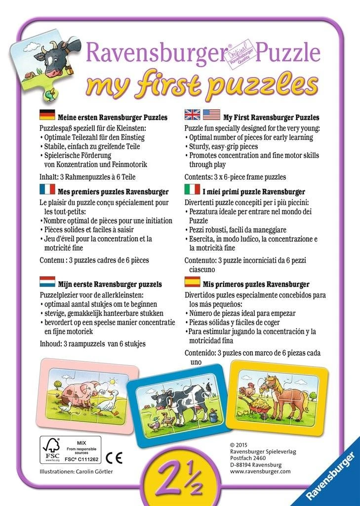 Ravensburger Dėlionė 3 x 6 vnt. - Mano pirmoji dėlionė
