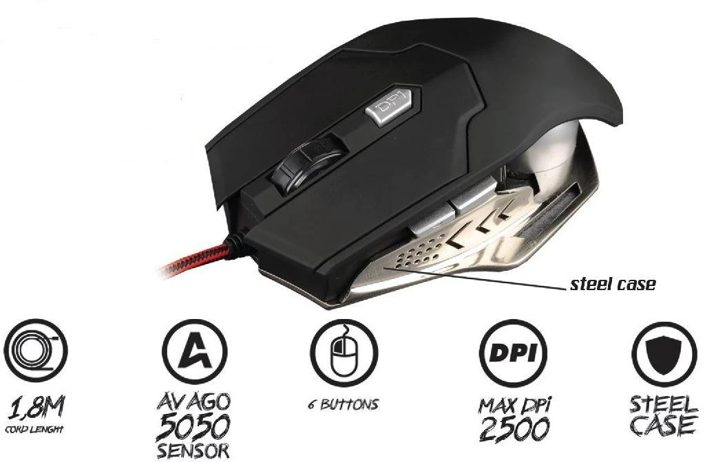 Pelė žaidimams Rebeltec Falcon, juoda