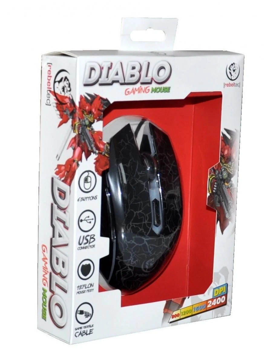 Pelė žaidimams Rebeltec Diablo, Juoda