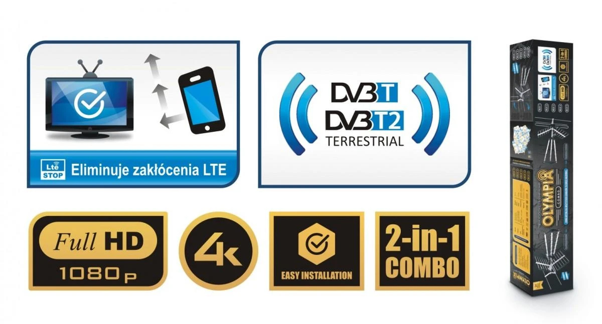 Opticum Raudona Eagle Antena RTV Raudona Eagle OLYMPIA BX1000 COMBO antena DVB-T VHF + UHF + LTE 80187
