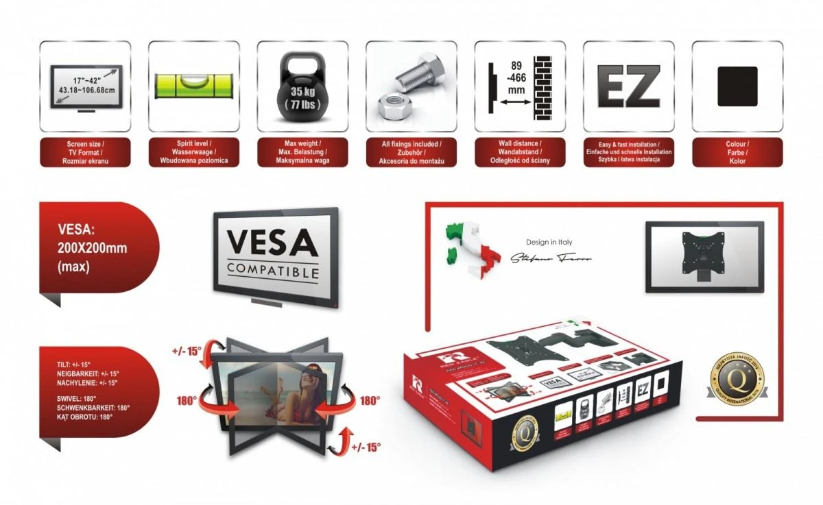 Red Eagle TELEVIZORIAUS ARBA MONITORIAUS LAIKIKLIS AX-FLEXI-APOLLO
