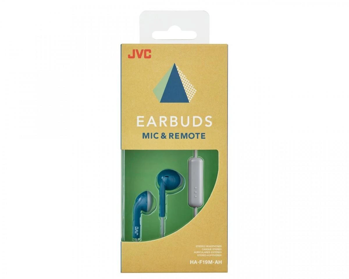 JVC HA-F19M ausinės pakuotėje, mėlynos