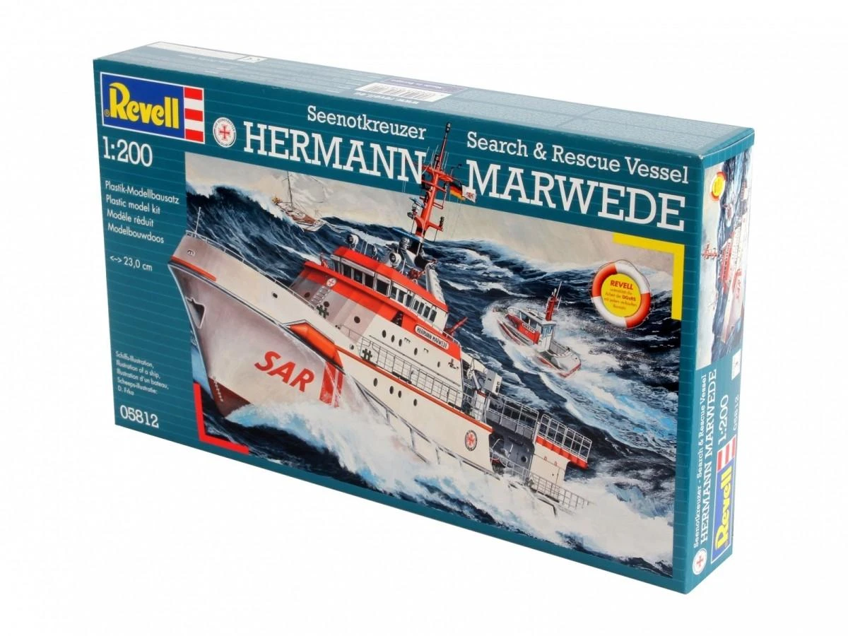 Revell Hermann Marwede DGzRS gelbėjimo laivas 1/200 plastikinis modelis