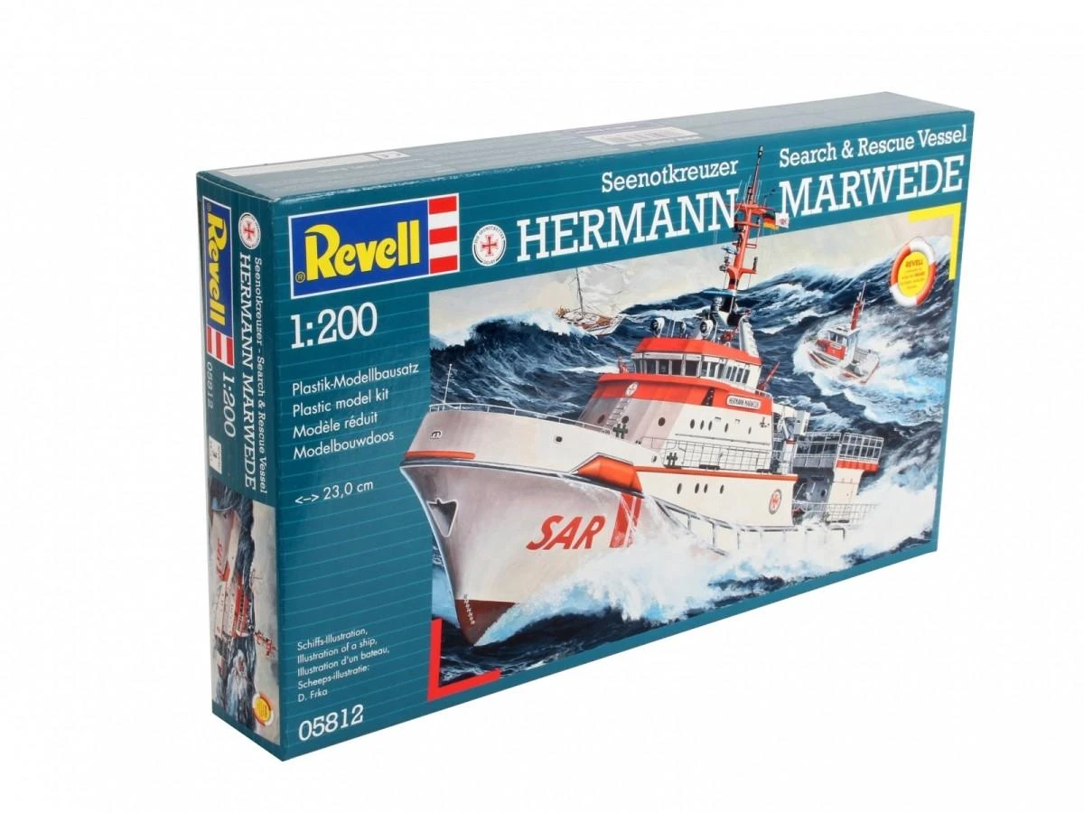 Revell Hermann Marwede DGzRS gelbėjimo laivas 1/200 plastikinis modelis