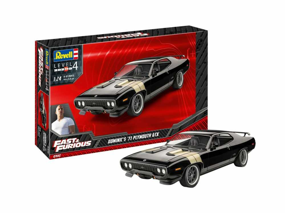 Revell „Greiti ir įsiutę“ Dom 1971 Plymouth GTX 1:24 plastikinis modelis 12+