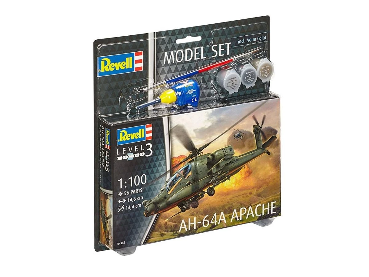 Revell AH-64A Apache 1/100 dovanų rinkinys su dažais ir klijais