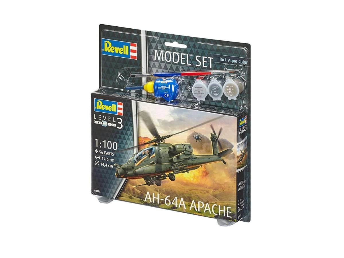 Revell AH-64A Apache 1/100 dovanų rinkinys su dažais ir klijais