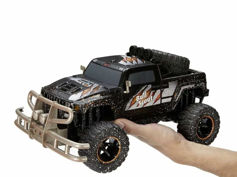 Revell Revell Control RC Car - nuotoliniu būdu valdomas automobilis su 27 MHz nuotolinio valdymo pulteliu, stabili konstrukcija, dideli ratai, užtikrinantys gerą mobilumą bekelėje, LED apšvietimas, akumuliatoriaus veikimas - BULL SCOUT 24629 bagis