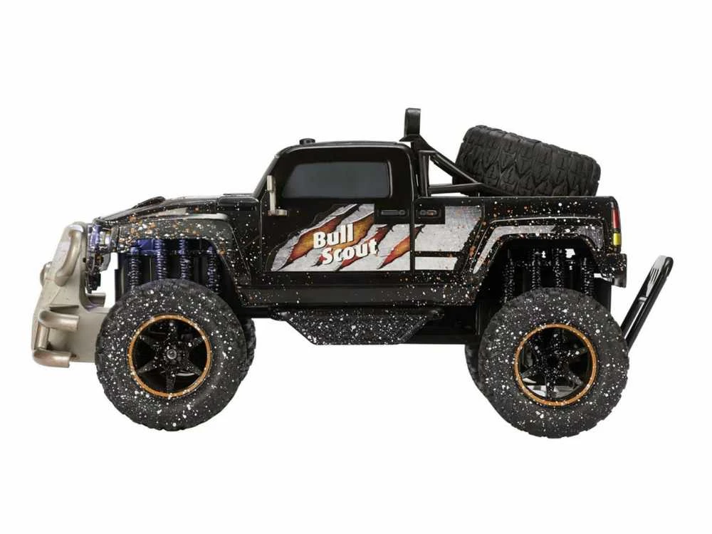 Revell Revell Control RC Car - nuotoliniu būdu valdomas automobilis su 27 MHz nuotolinio valdymo pulteliu, stabili konstrukcija, dideli ratai, užtikrinantys gerą mobilumą bekelėje, LED apšvietimas, akumuliatoriaus veikimas - BULL SCOUT 24629 bagis