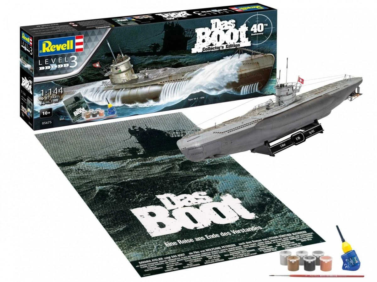 Revell – Das Boot U-Boot Typ VII C Collector's Edition – 40-mečio dovanų komplektas, 1/144, 05675