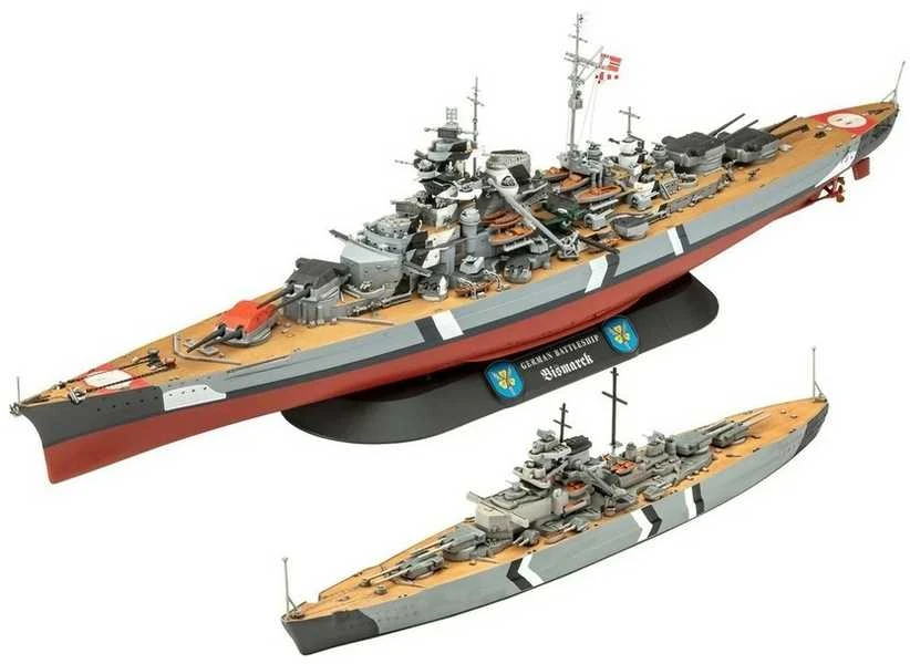 Revell Bismarck mūšinio laivo dovanų rinkinys 1:700 & 1:1200 su dažais