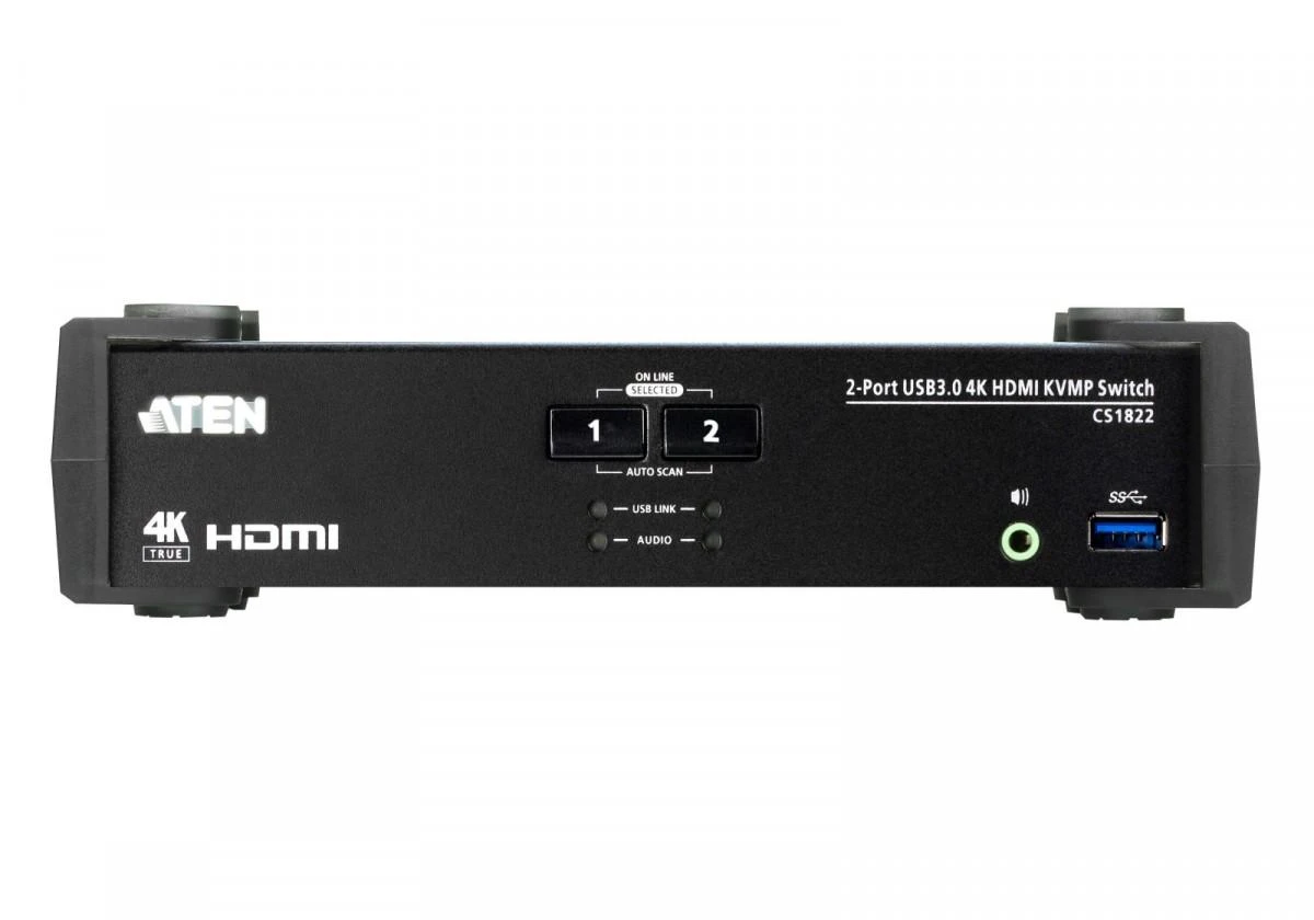 Aten | 2 prievadų USB 3.0 4K HDMI KVMP komutatorius su garso maišytuvo režimu | CS1822