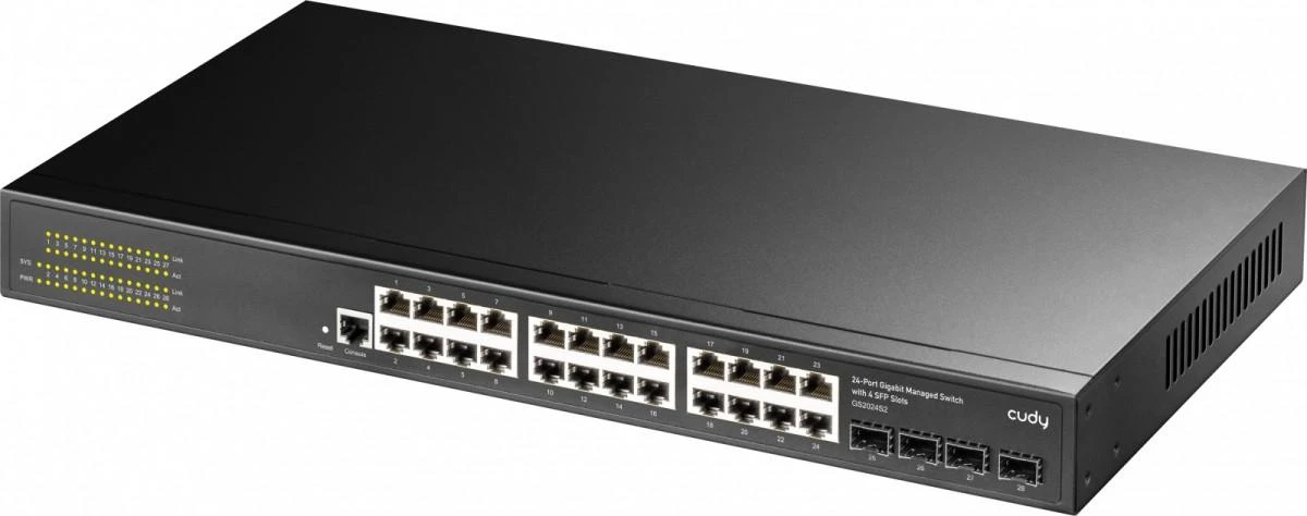 Šakotuvas Komutatorius - Cudy GS2024S2 Valdomas L2/L3 24 Prievadų Gigabit Juodas