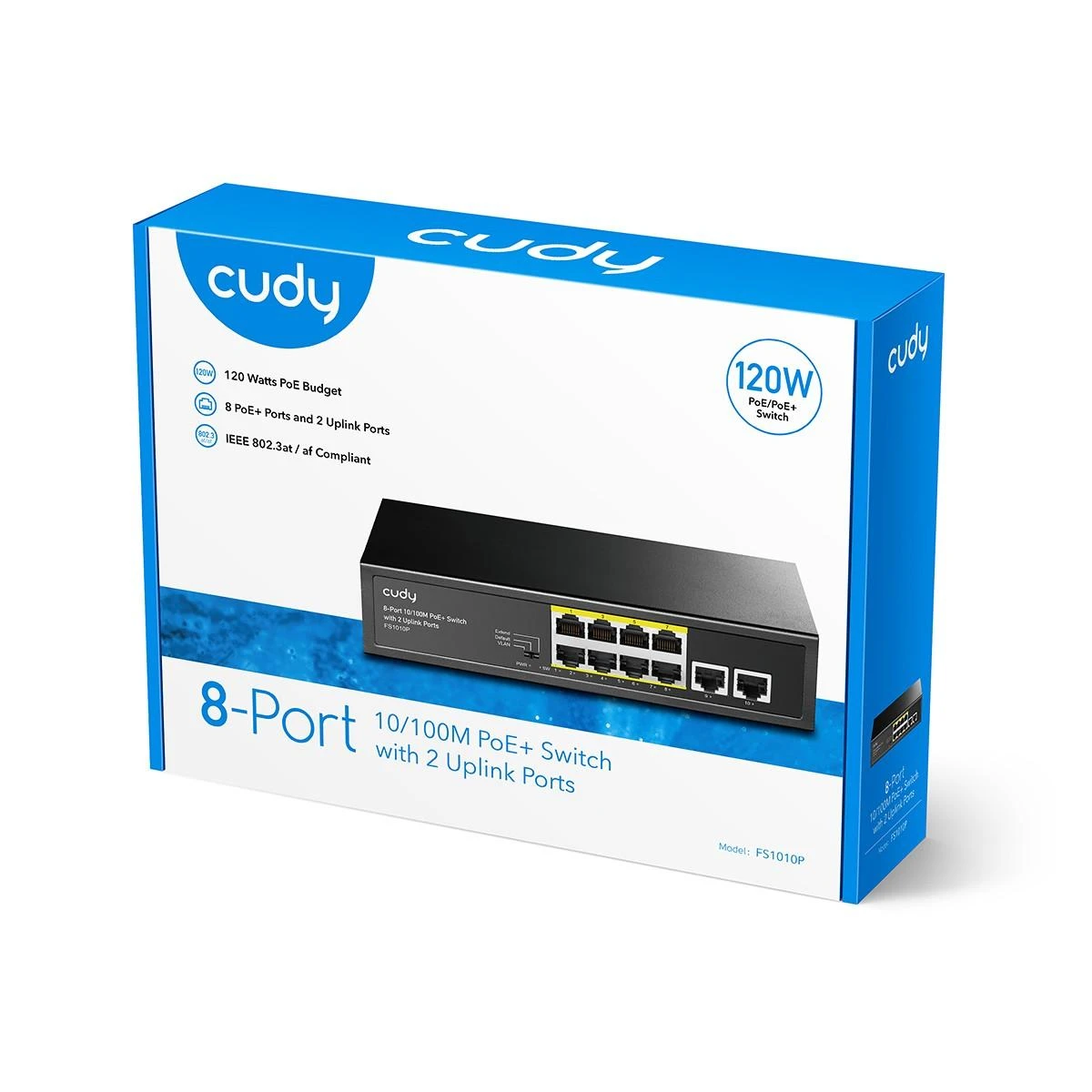 Šakotuvas Komutatorius - Cudy FS1010P 8-Portis PoE Fast Ethernet Juodas