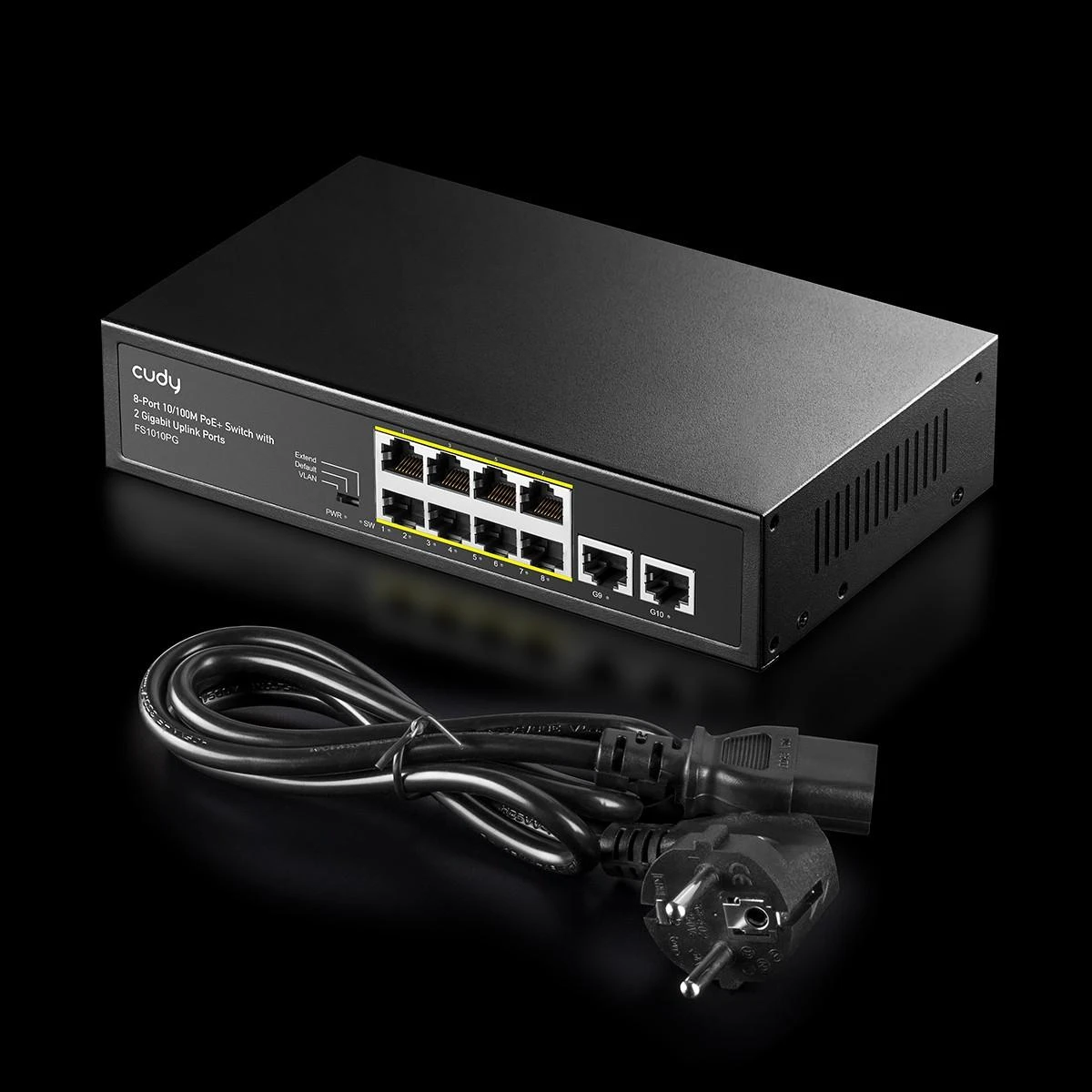 Šakotuvas Komutatorius - Cudy FS1010PG 8 Prievadų PoE Greitasis Ethernet Juodas