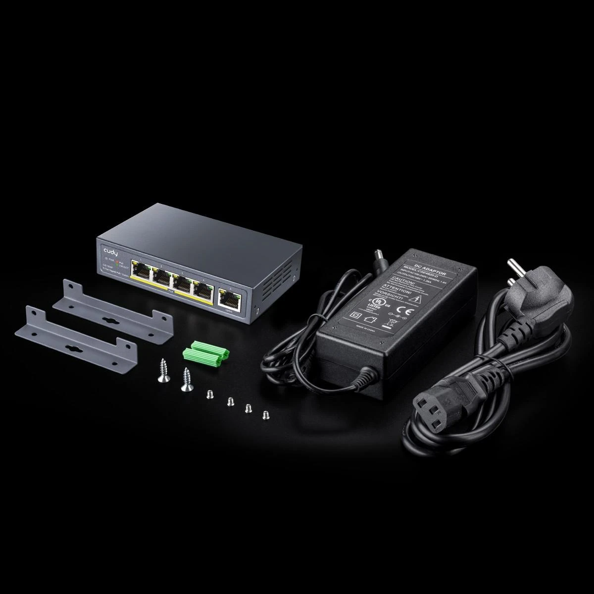 Šakotuvas Komutatorius - Cudy GS1005P Gigabit PoE 5 Prievadai Pilkas