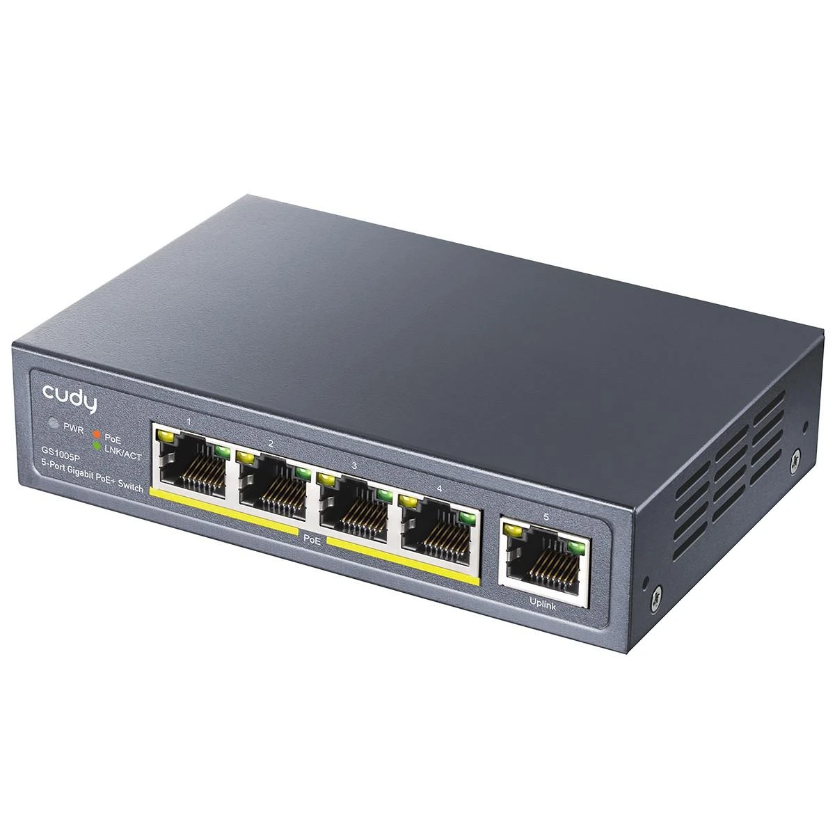 Šakotuvas Komutatorius - Cudy GS1005P Gigabit PoE 5 Prievadai Pilkas