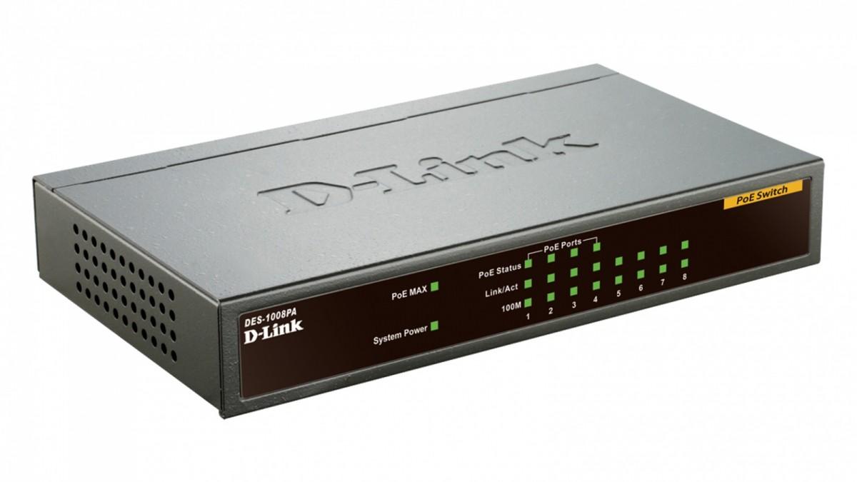 Šakotuvas D-LINK 8 prievadų Layer2 PoE greitasis eterneto jungiklis
