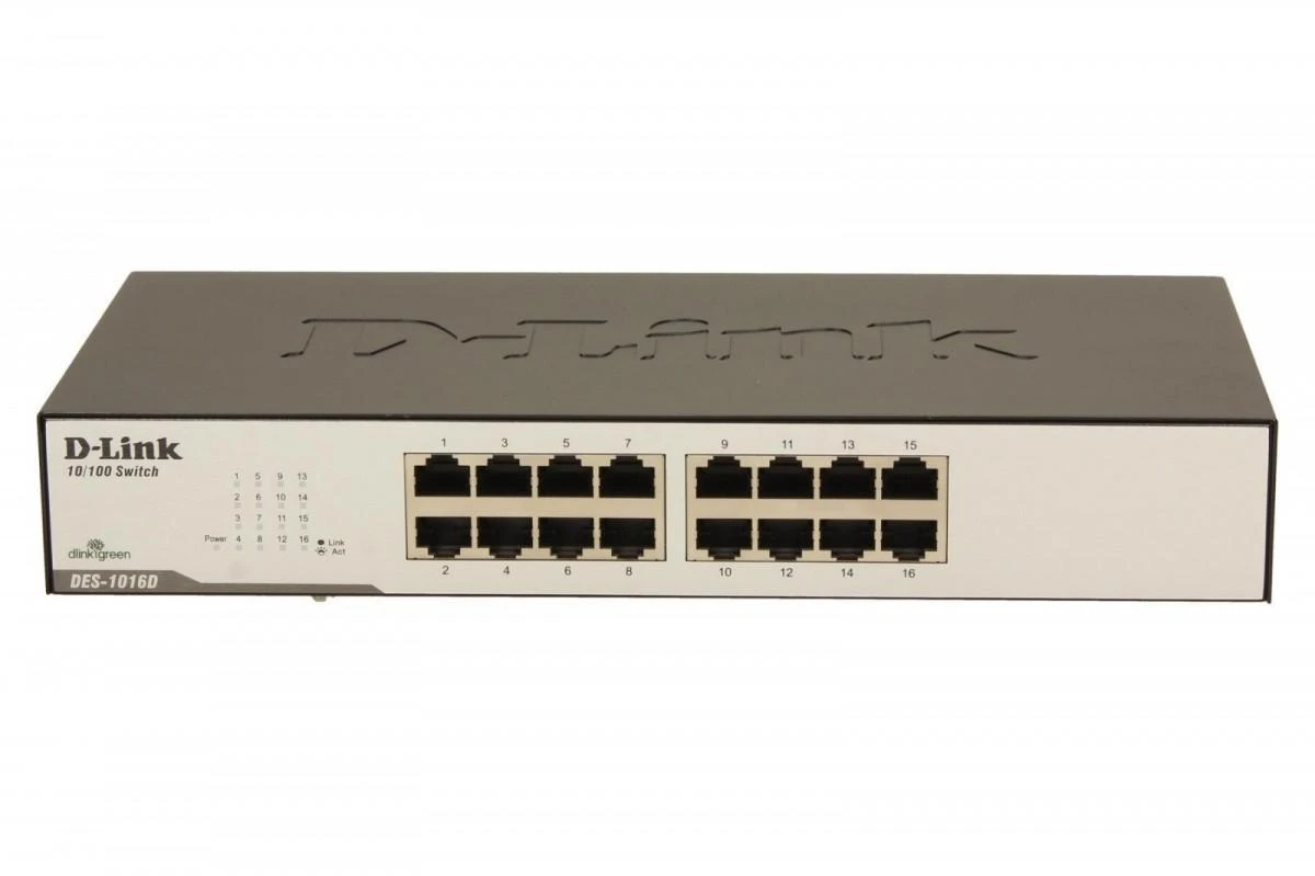 Šakotuvas D-Link DLINK 16xRJ45 10/100 nevaldomas 16 prievadų jungiklis 2 MB 100 MB, galima integruoti