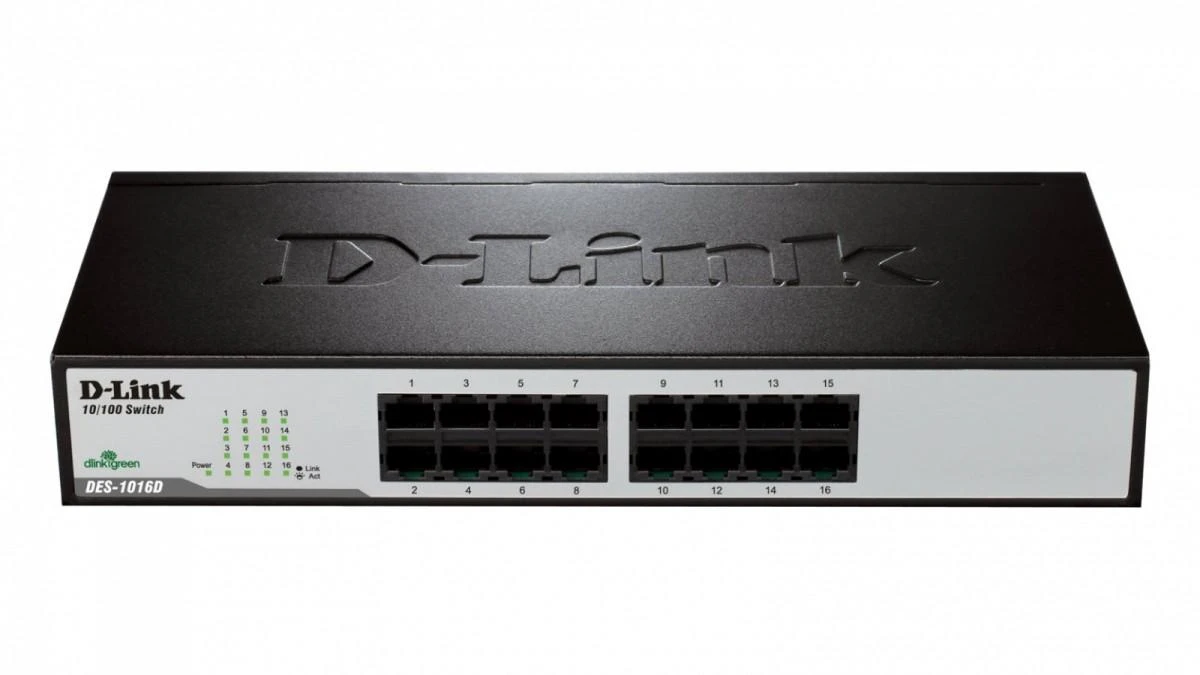 Šakotuvas D-Link DLINK 16xRJ45 10/100 nevaldomas 16 prievadų jungiklis 2 MB 100 MB, galima integruoti