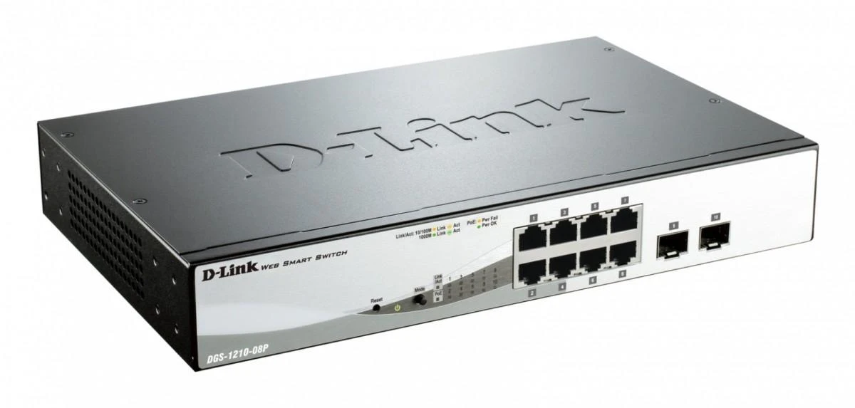 Šakotuvas Jungiklis D-Link DGS-1210-08P (8x 10/100/1000Mbps)