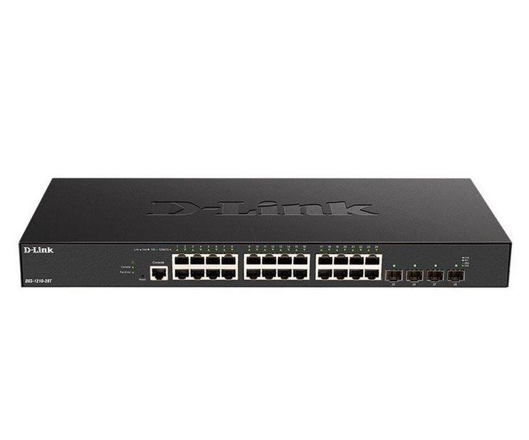 Šakotuvas D-Link DXS-1210-28T 24 prievadų 10GBase-T + 4 prievadų 10/25G SFP28 išmanusis valdomasis komutatorius | D-Link