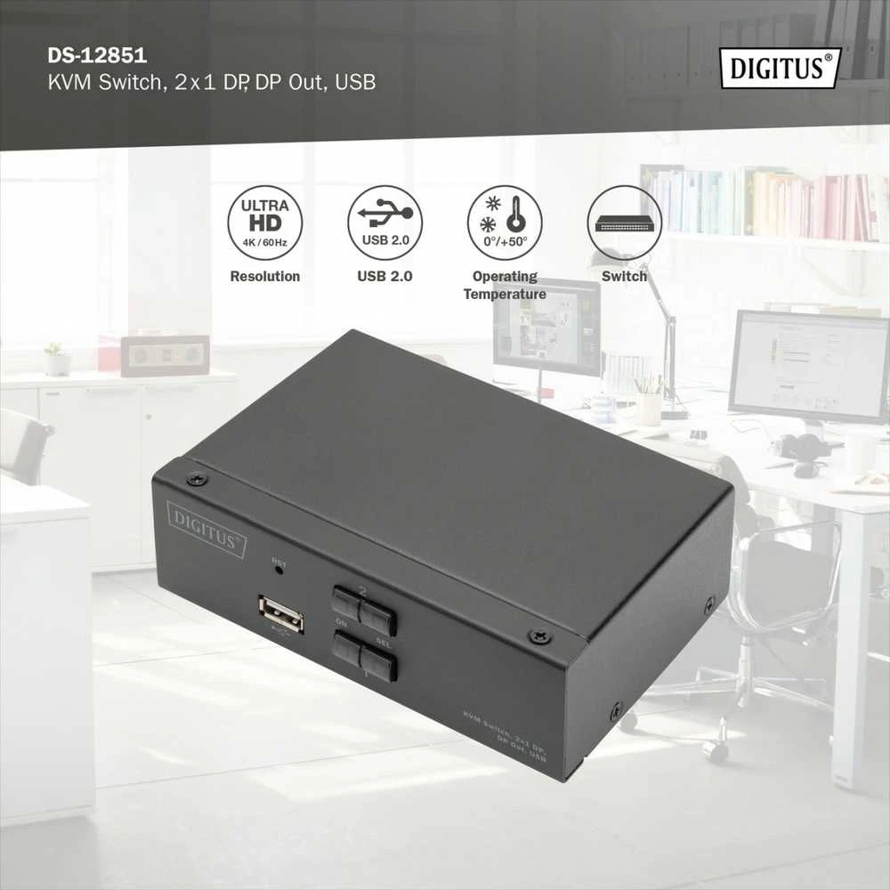 ATE Digitus DS-12851 KVM jungiklis Juoda