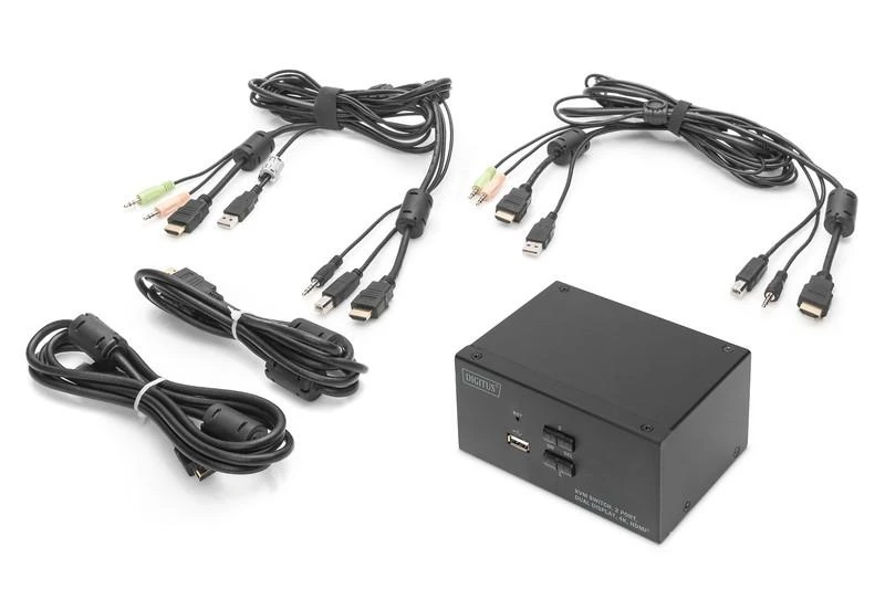 Assmann Electronic Assmann elektroninis DIGITUS KVM jungiklis 2x2 HDMI 2-port Dual Ekranas 4K/30Hz FreeSync