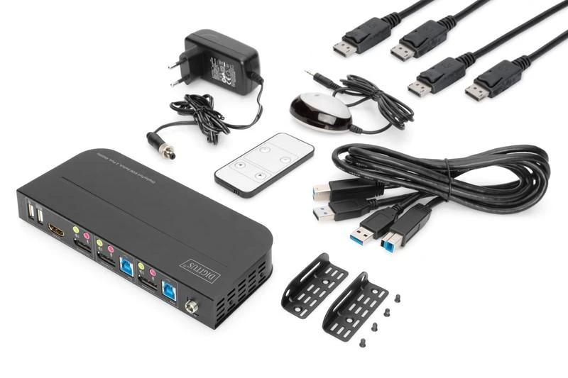 Assmann Electronic Assmann elektroninis DIGITUS KVM jungiklis 2x1 DP DP/HDMI OutUSB 4Kx2K60Hz