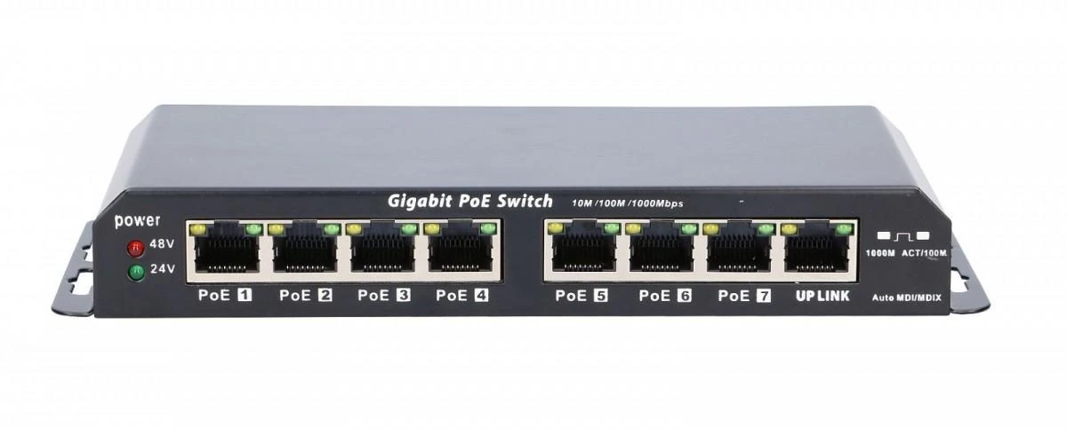 Šakotuvas EXTRALINK KRATOS GIGABIT POE SWITCH 8 PORTS 24V