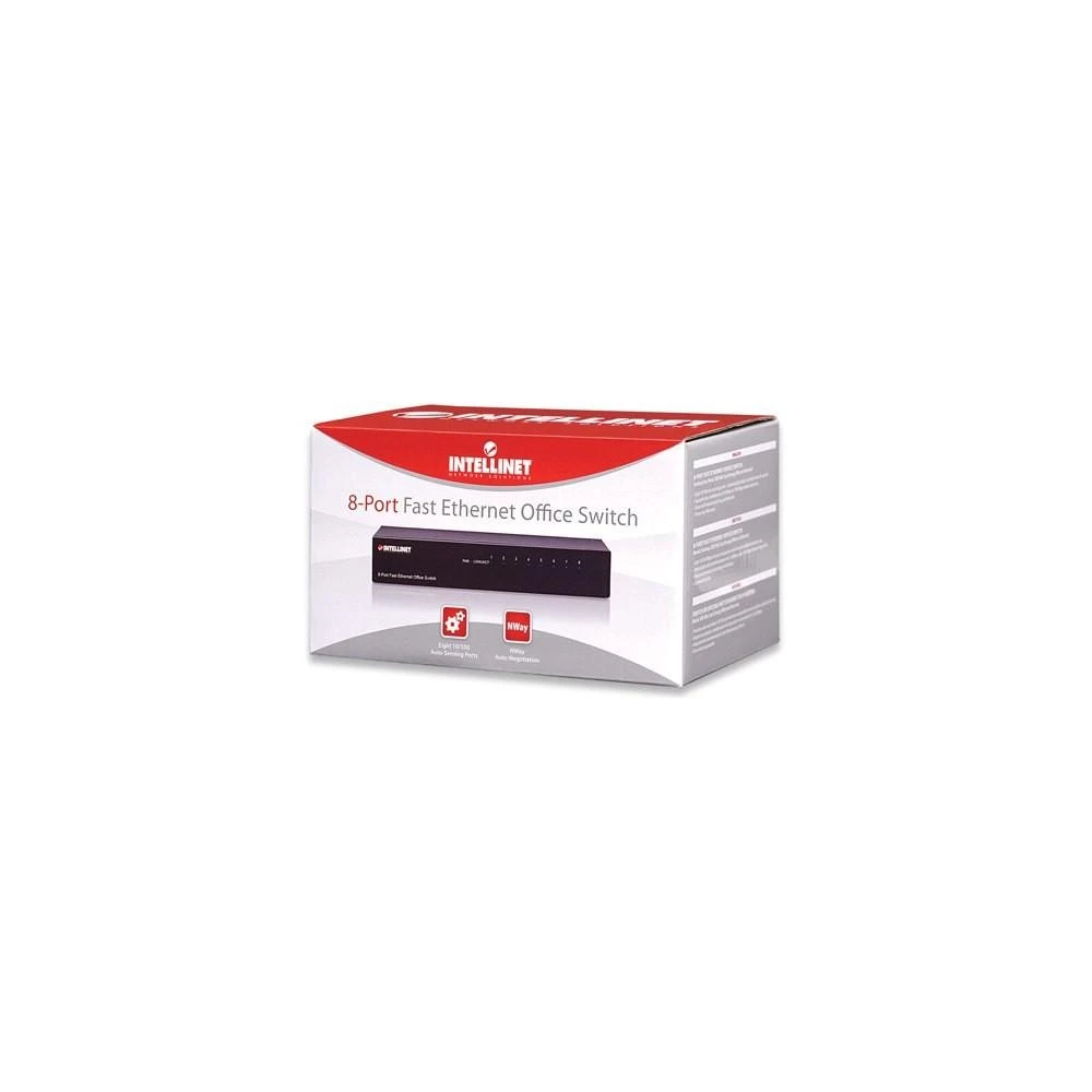 Šakotuvas „Intellinet 523318“ komutatorius 8x RJ45 10/100Mbps, metalinis, su jungtimi