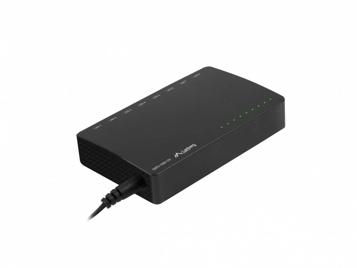 Šakotuvas LANBERG jungiklis DSP2-1008-12V 8 prievadų 1Gbps 12v